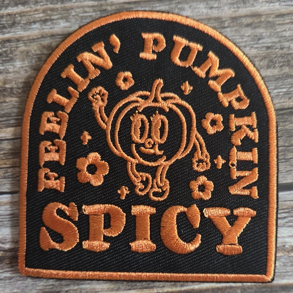 Feelin Pumpkin Spicy Halloween Goth Fall Autumn Cute Retro Style Iron On Patch